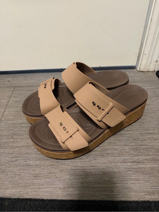 CROCS Shoes - CROCS Women’s Beige Double-Strap Platform Sandal